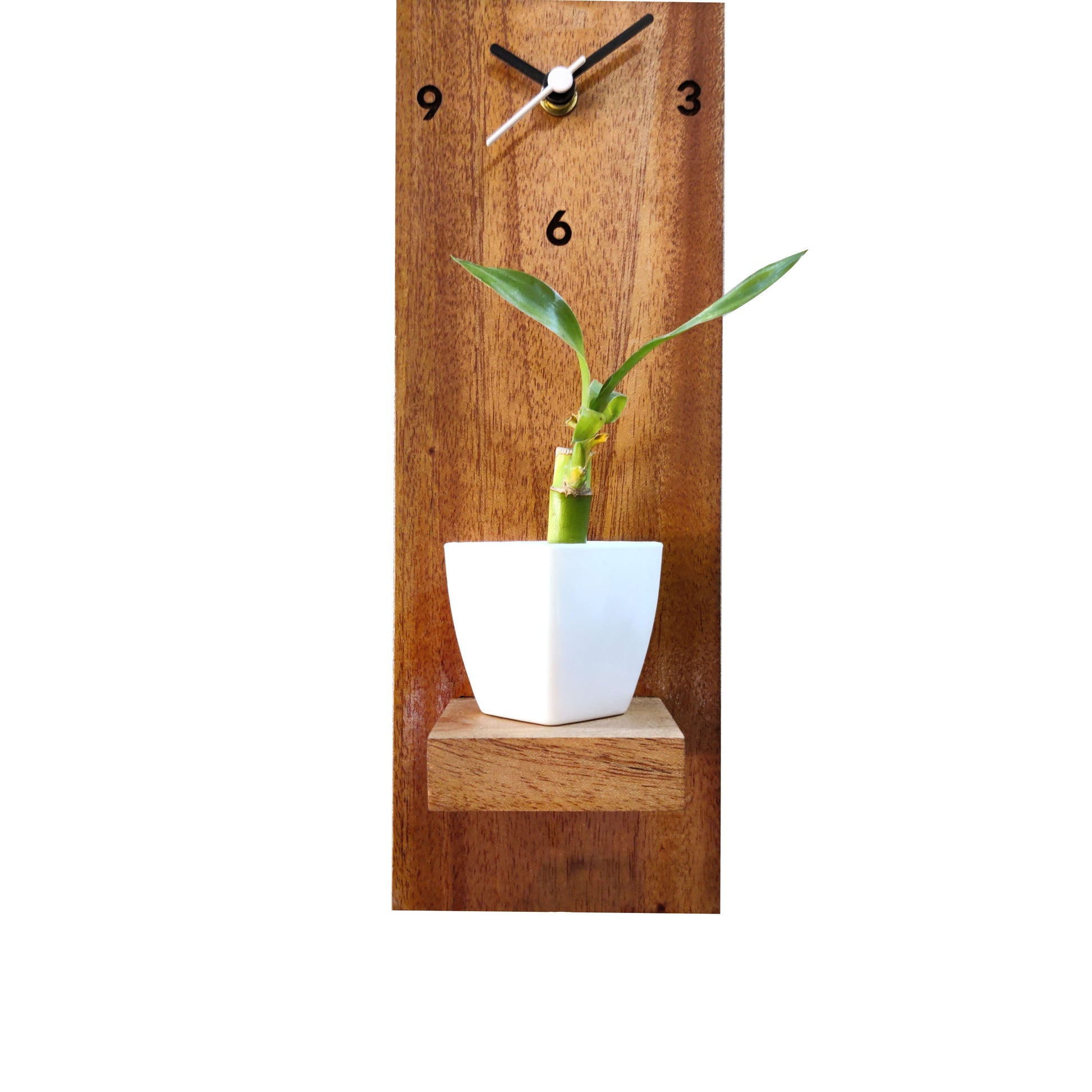 Wooden Hanging Planter with Clock Gift