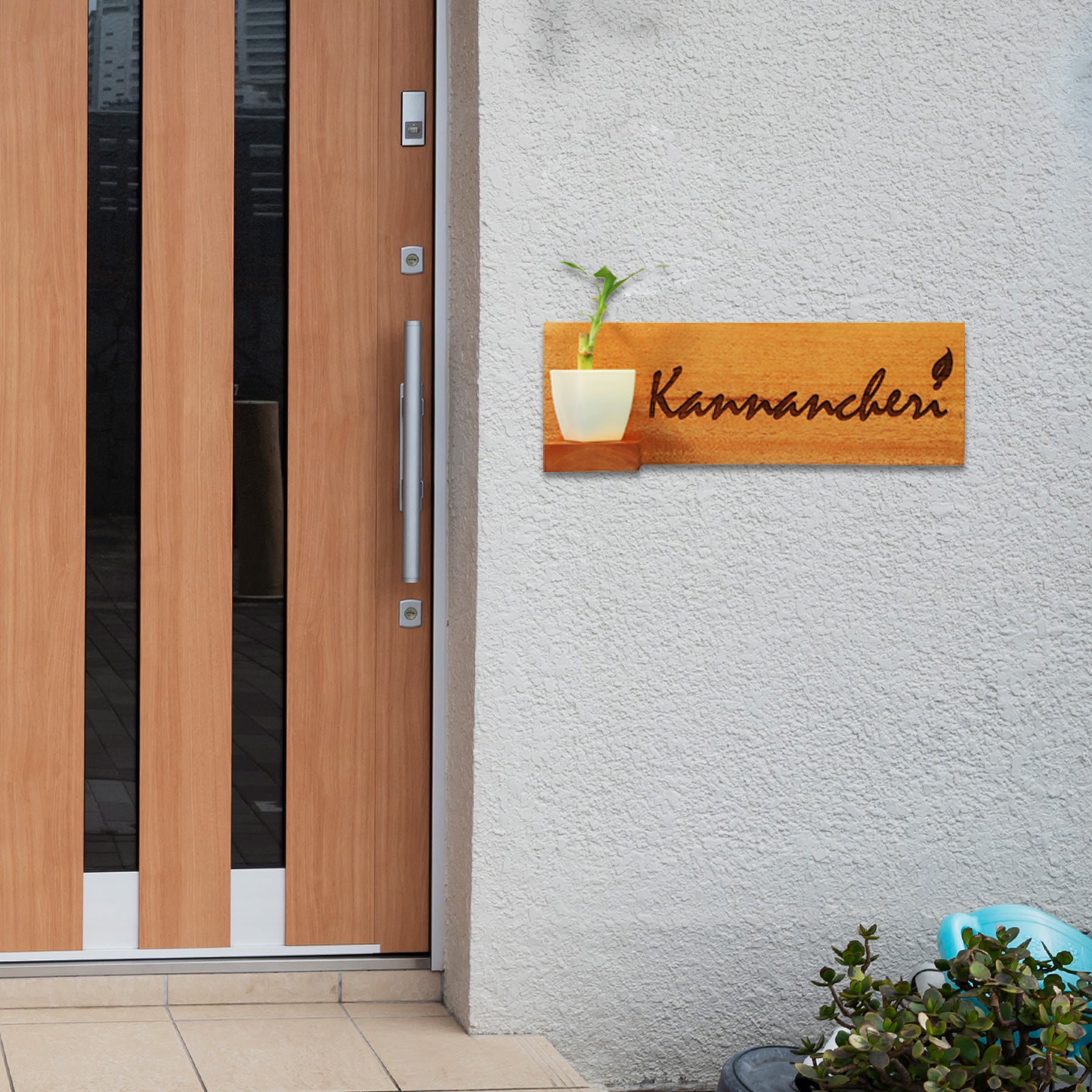 House name board with plat vase