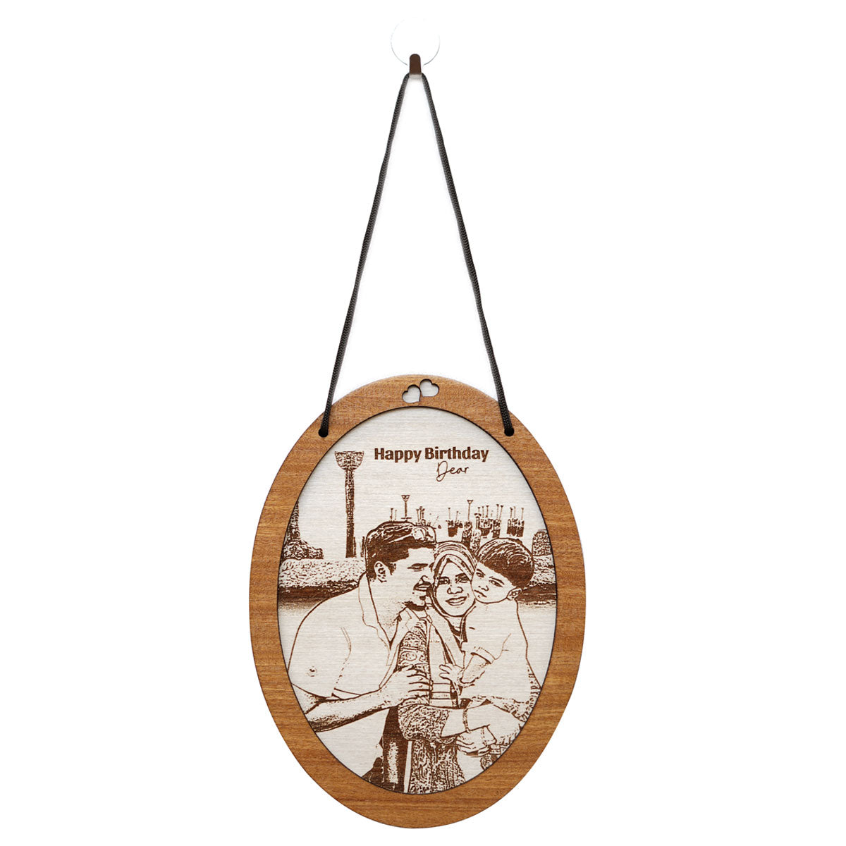 Photo Engraved Wooden Hanging Frame Gift