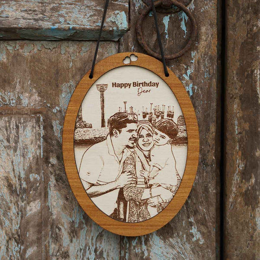 Photo Engraved Wooden Hanging Frame Gift