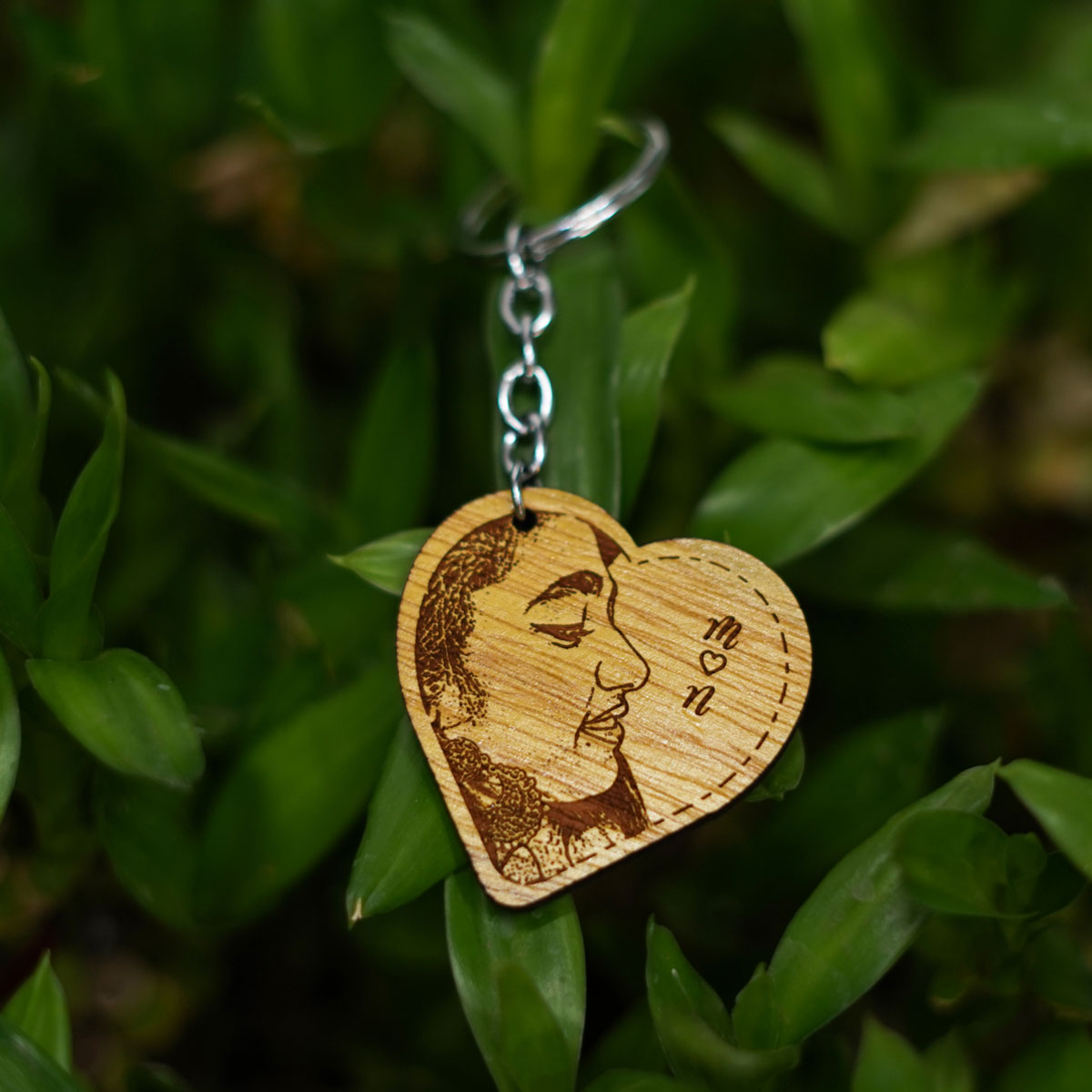 Personalized Photo Engraved Wooden High Quality Keychain For Her