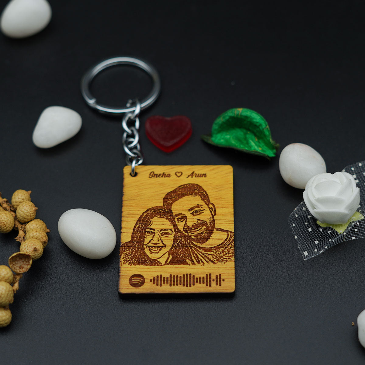 Spotify Wood Engraved Keychain