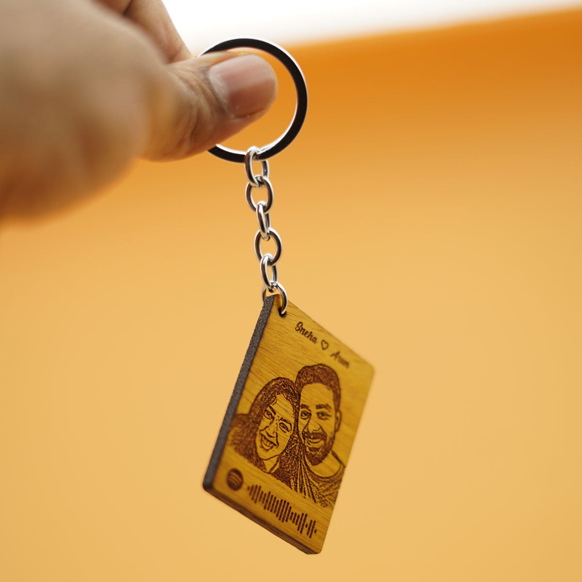 Spotify Wood Engraved Keychain