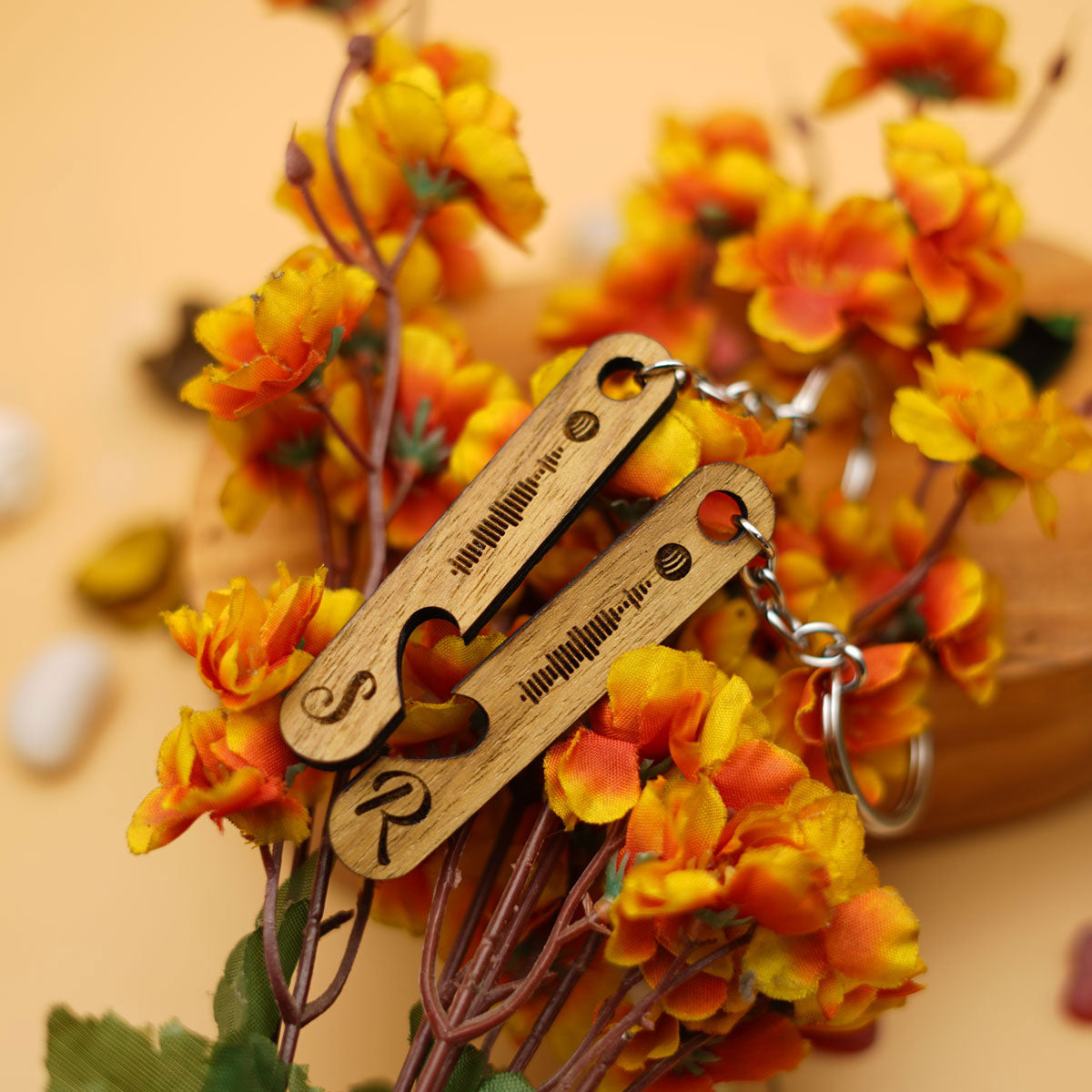 Spotify Wooden Couple Keychain