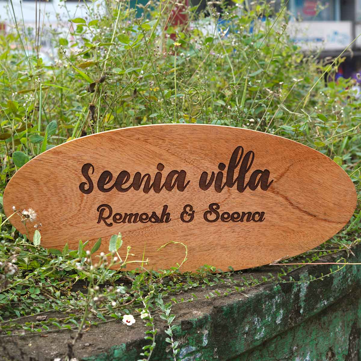 Wooden House Name Board Oval shape