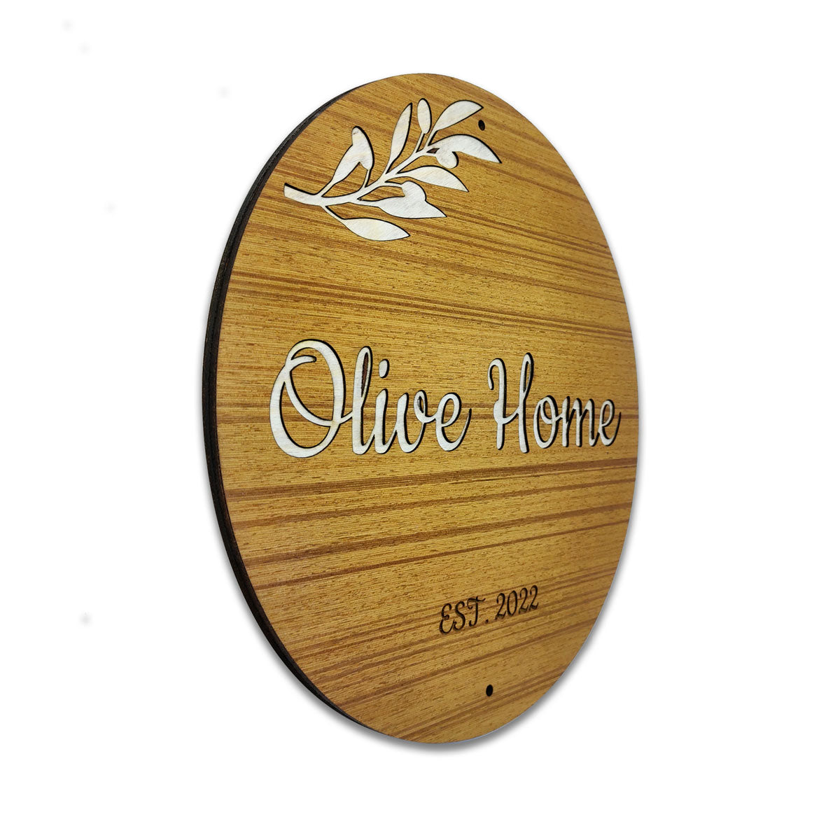 Wooden House Name Board Round Shape