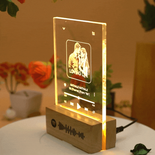 Lampada Spotify 3D personalizzata - Base in legno – Copisteria Graphic