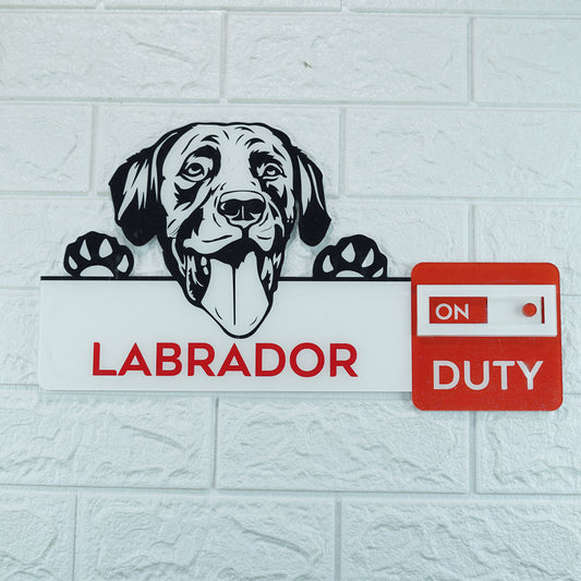 Acrylic Warning Board: Dog On Duty/Off Duty - 10x6 Inches
