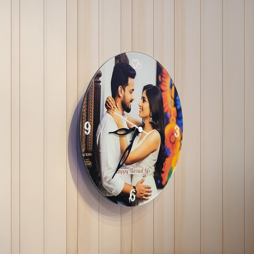 Customized Round Photo Clock | Personalized Picture Wall Decor
