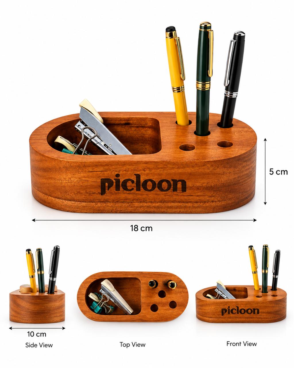 Wooden Multi-Slot Pen Holder