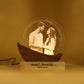 Customised Couple Photo Engraved 3D Love Boat Lamp | Night Lamp | Wedding Gift