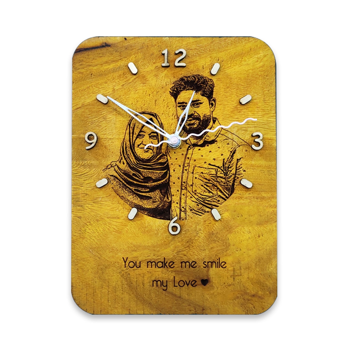 Photo Engraved Customized Wooden  Wall Clock
