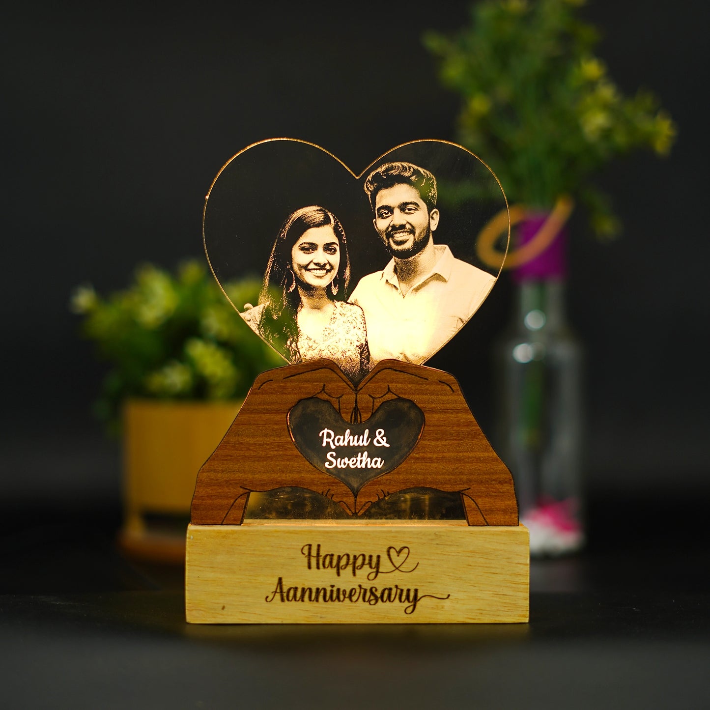 Personalized Heart Photo Lamp | Custom Engraved Acrylic LED Gift | Customised Couple Gift