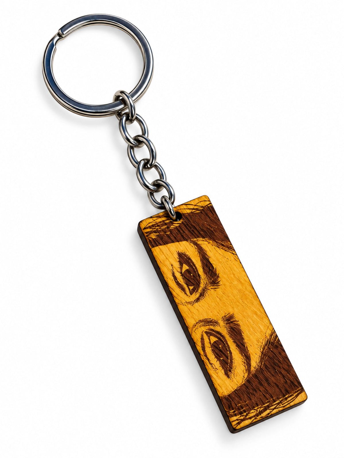 Personalised Wood Keychain – Custom Engraved Wooden Keyring | Eyes Engraved Keychain