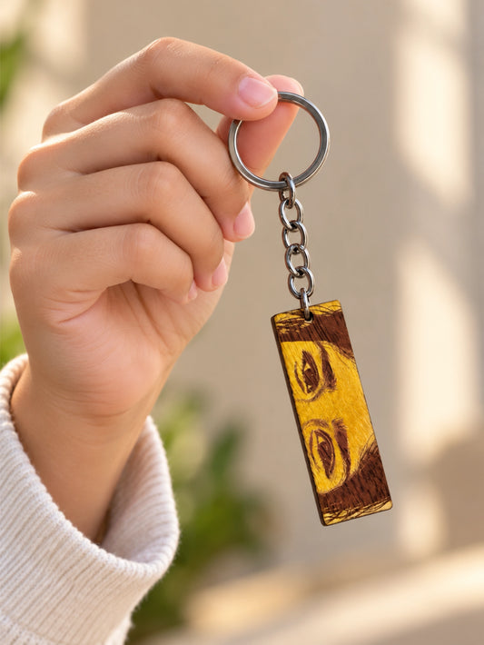 Personalised Wood Keychain – Custom Engraved Wooden Keyring | Eyes Engraved Keychain