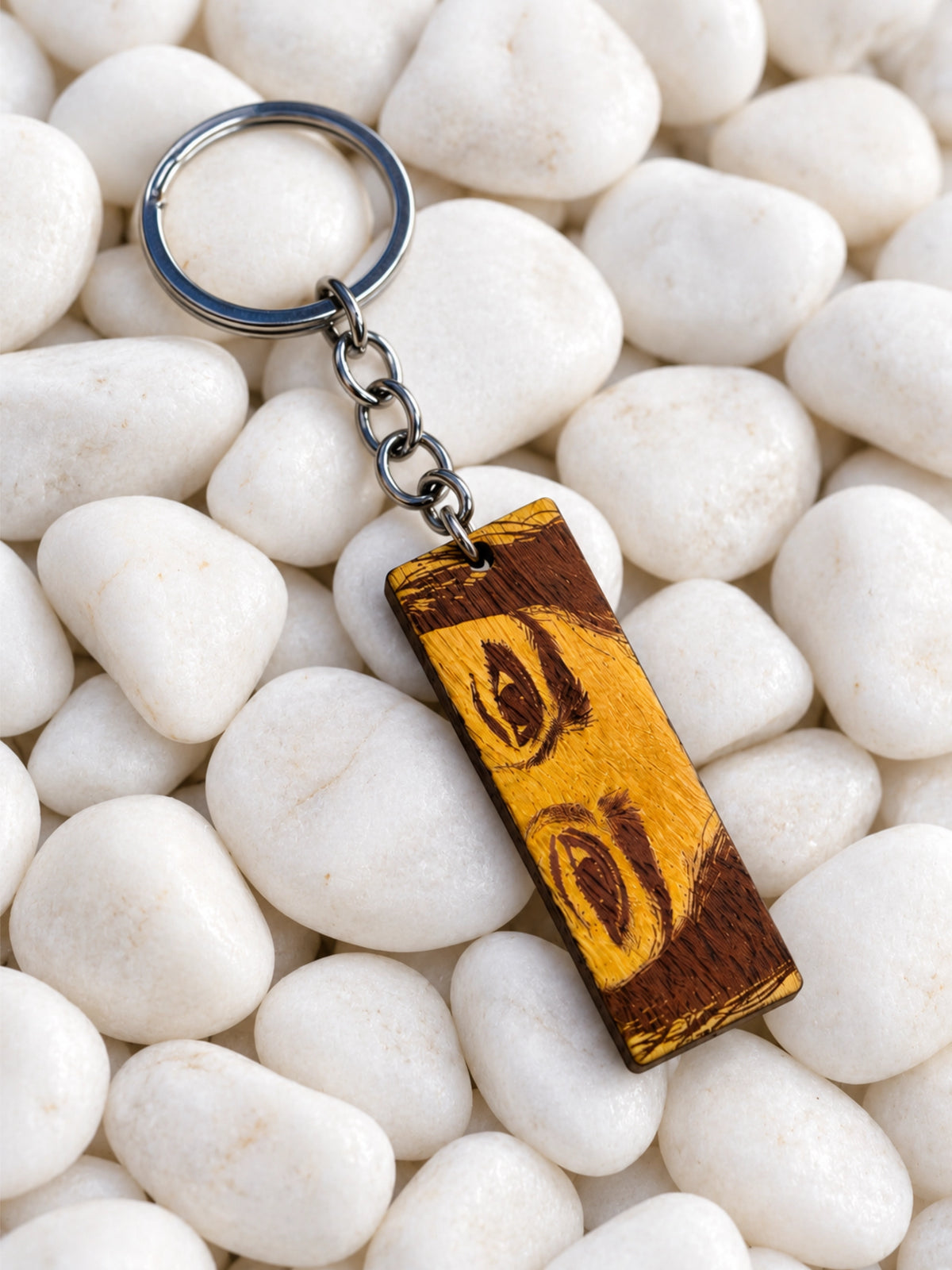 Personalised Wood Keychain – Custom Engraved Wooden Keyring | Eyes Engraved Keychain