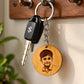Personalised Round Wooden Photo Engraved Keychain