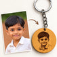 Personalised Round Wooden Photo Engraved Keychain