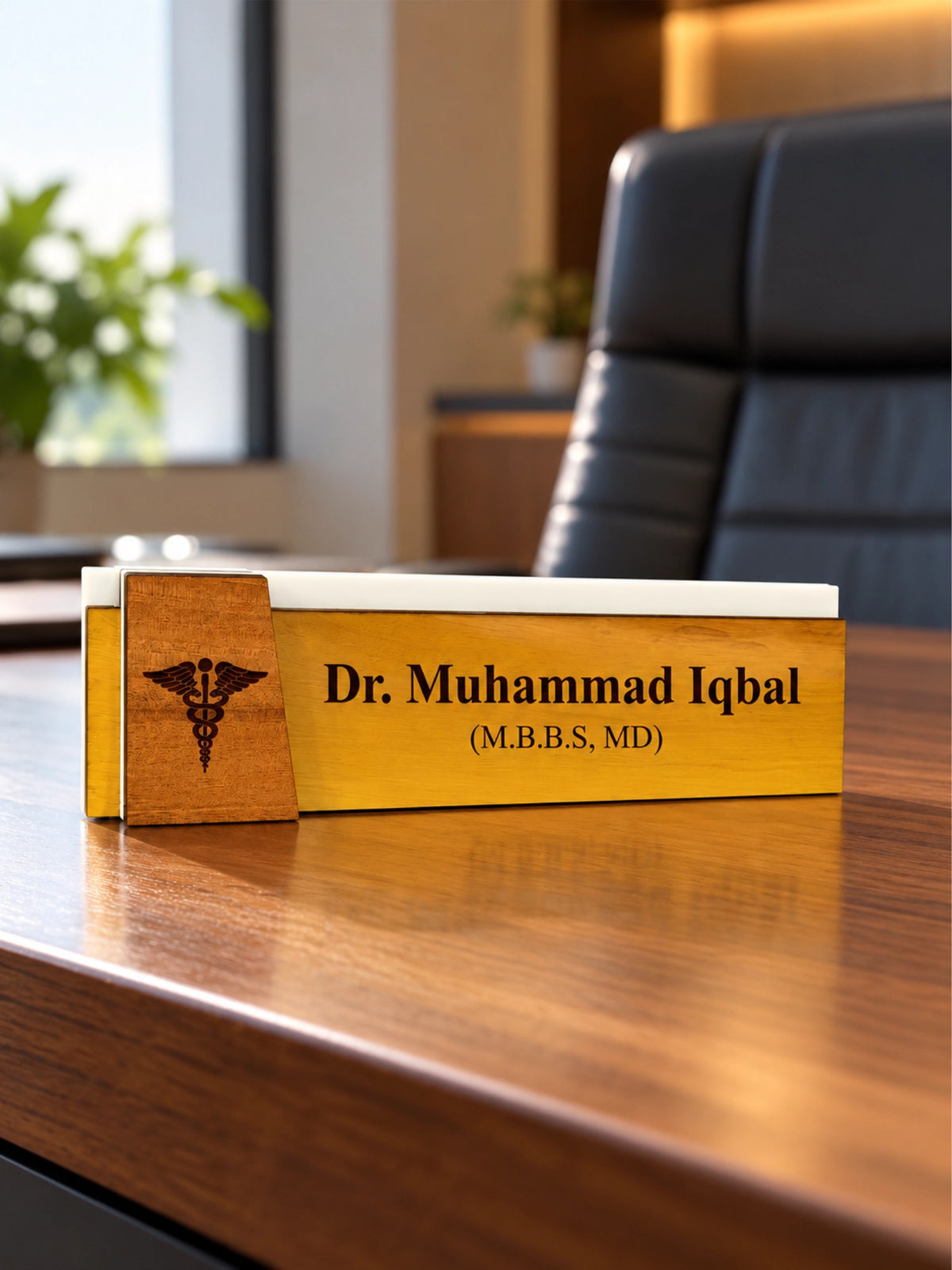 Personalized Desk Name Plate – Wood & Acrylic