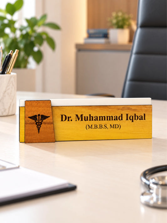 Personalized Desk Name Plate – Wood & Acrylic