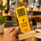 QR Code Menu Table Stand with Wooden Base