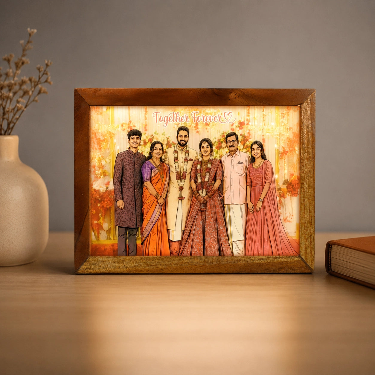 Customized Light Painting Photo Frame Box Gift | Custom Wooden Lamp (12" x 8")