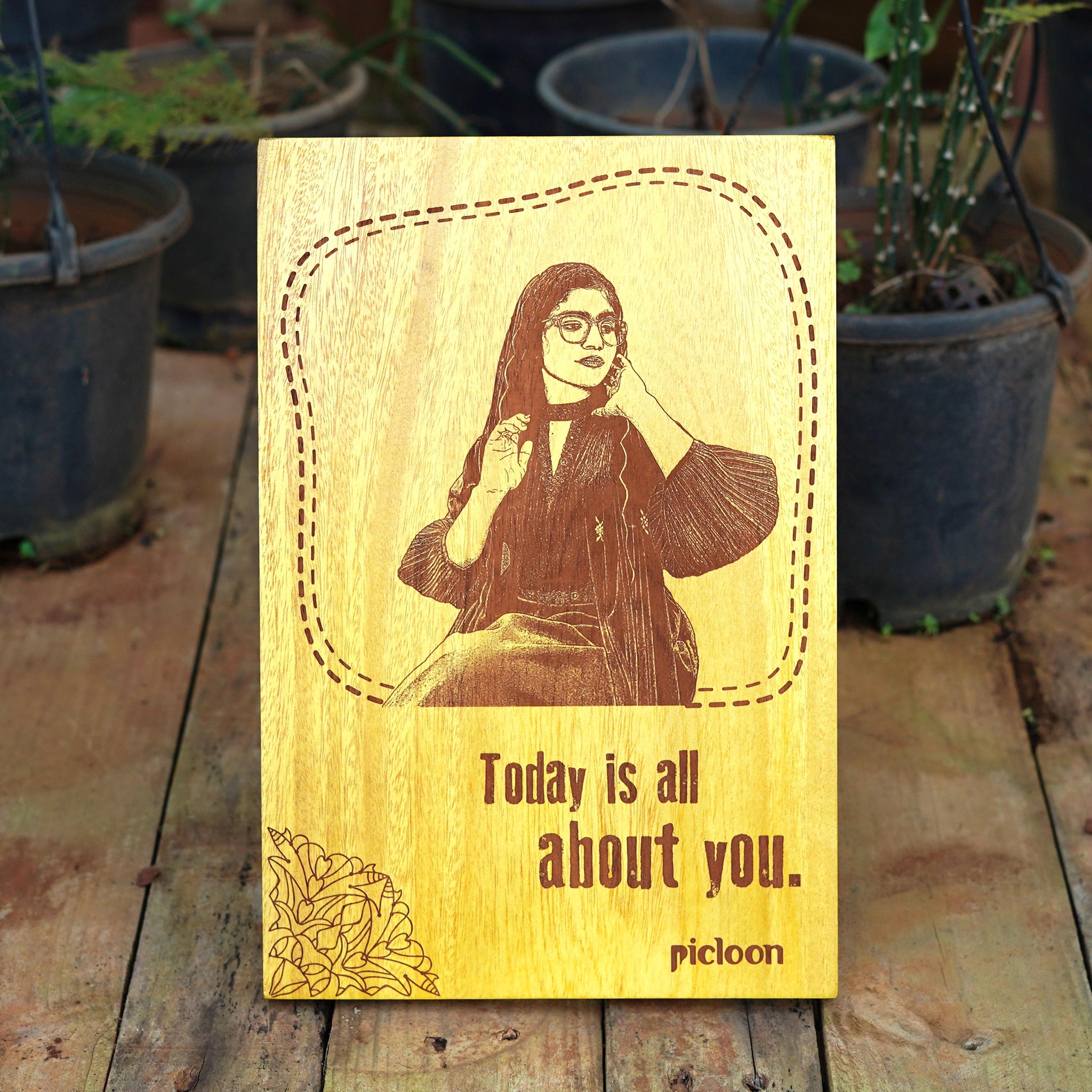 Customized Photo Engraved Wooden Plaque Gift Picloon