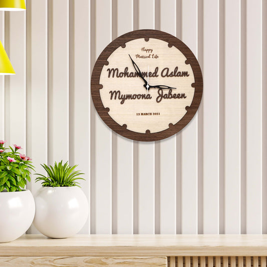 Customize Wooden Letter Cut Round Clock Gift