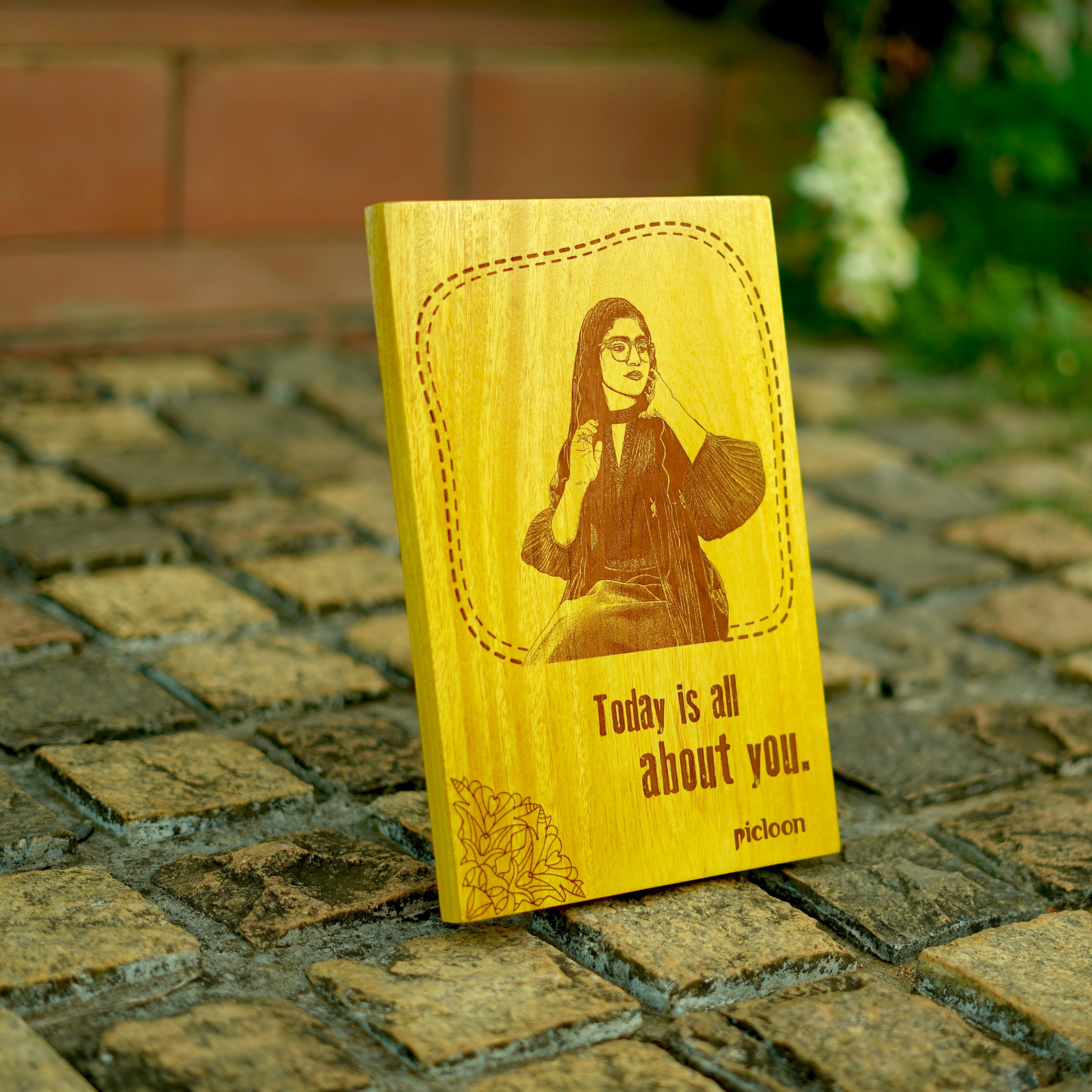 Customized Photo Engraved Wooden Plaque Gift Picloon