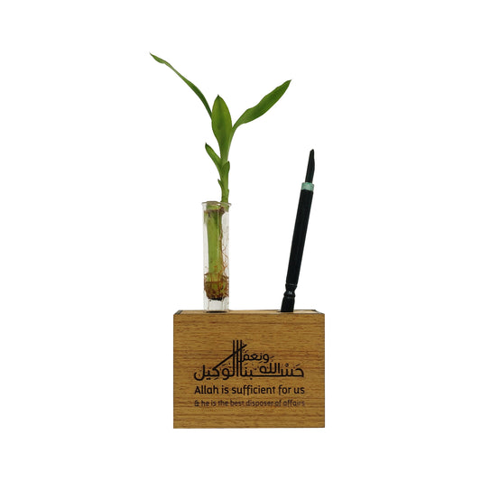 Wooden Pen Stand with Plant Vase Customize Gift for colleague