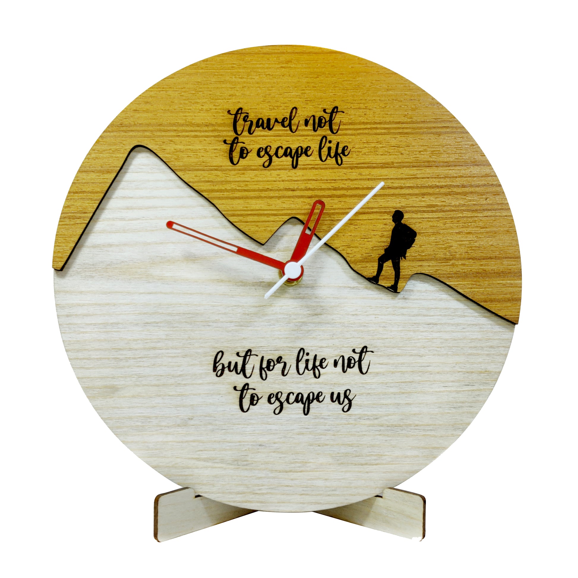 Personalized Round Wood Engraved Clock Christmas Gift