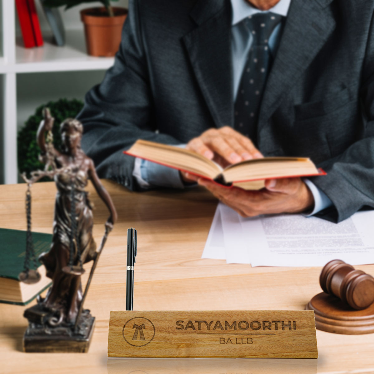 Personalized Wooden Name Plate for Lawyer/Advocate