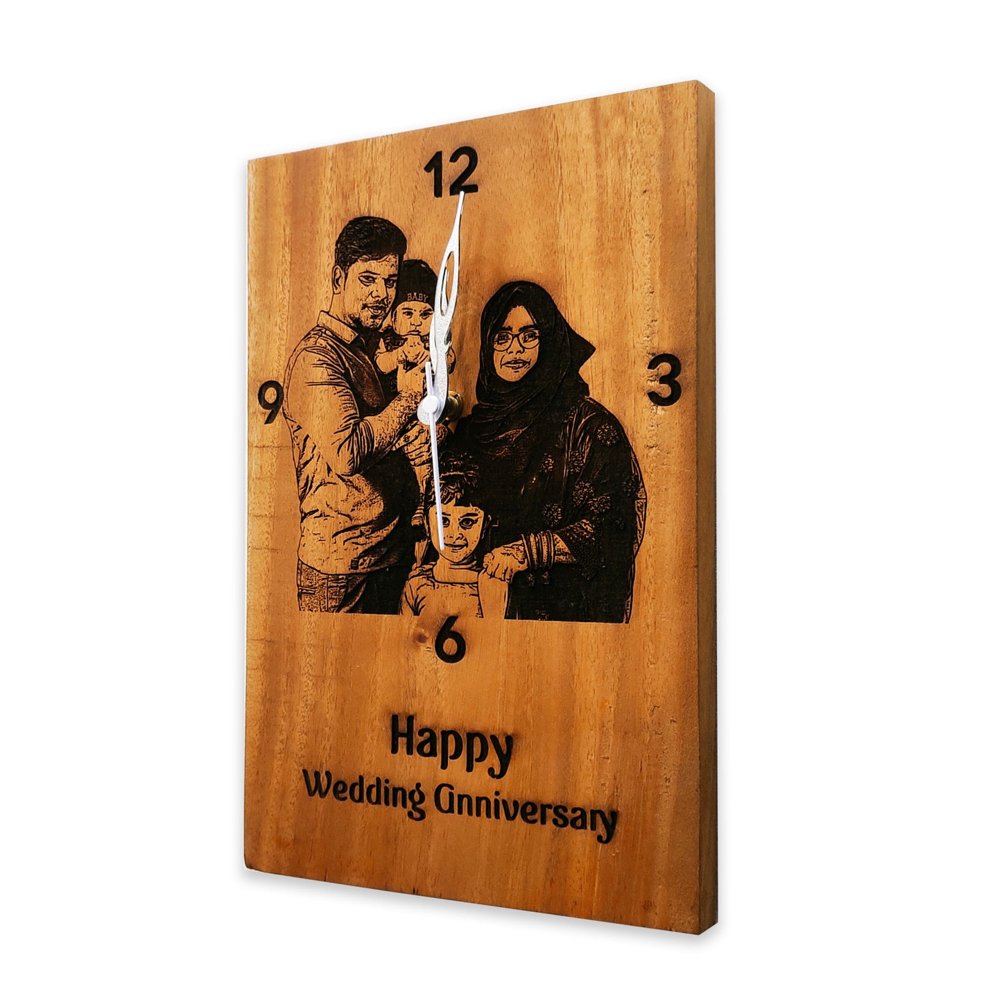 Personalized Photo Engraved Wooden Wall Clock