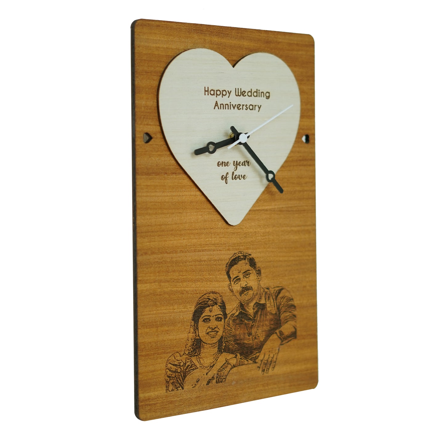 Photo Engraved Personalized Wooden Wall Clock Gift