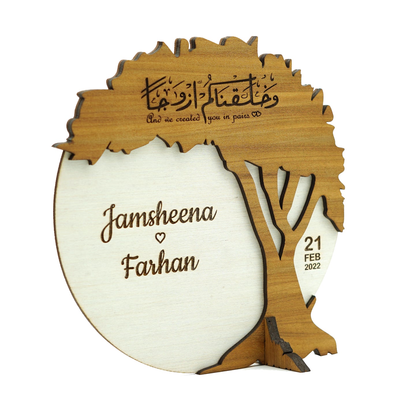 Customized Text On Wood Engraved Tree Gift
