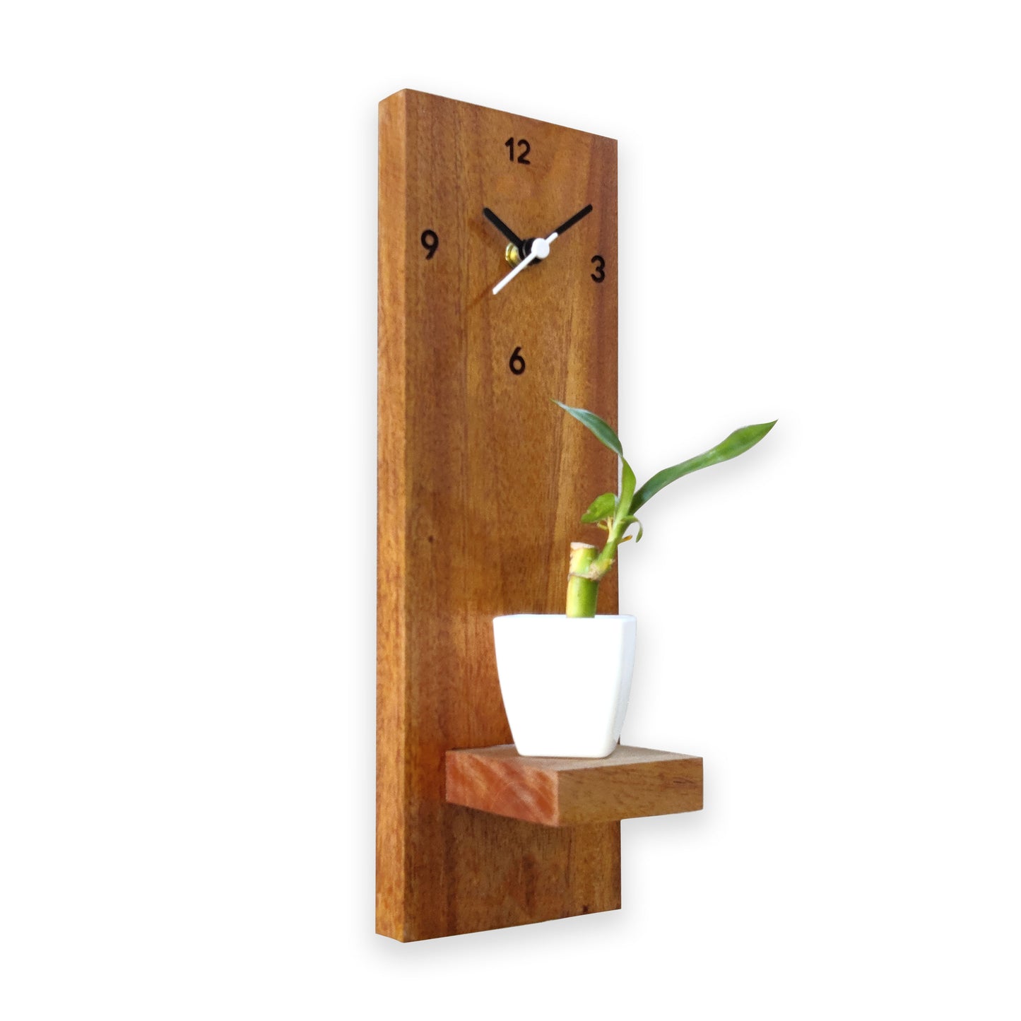 Wooden Hanging Planter with Clock Gift