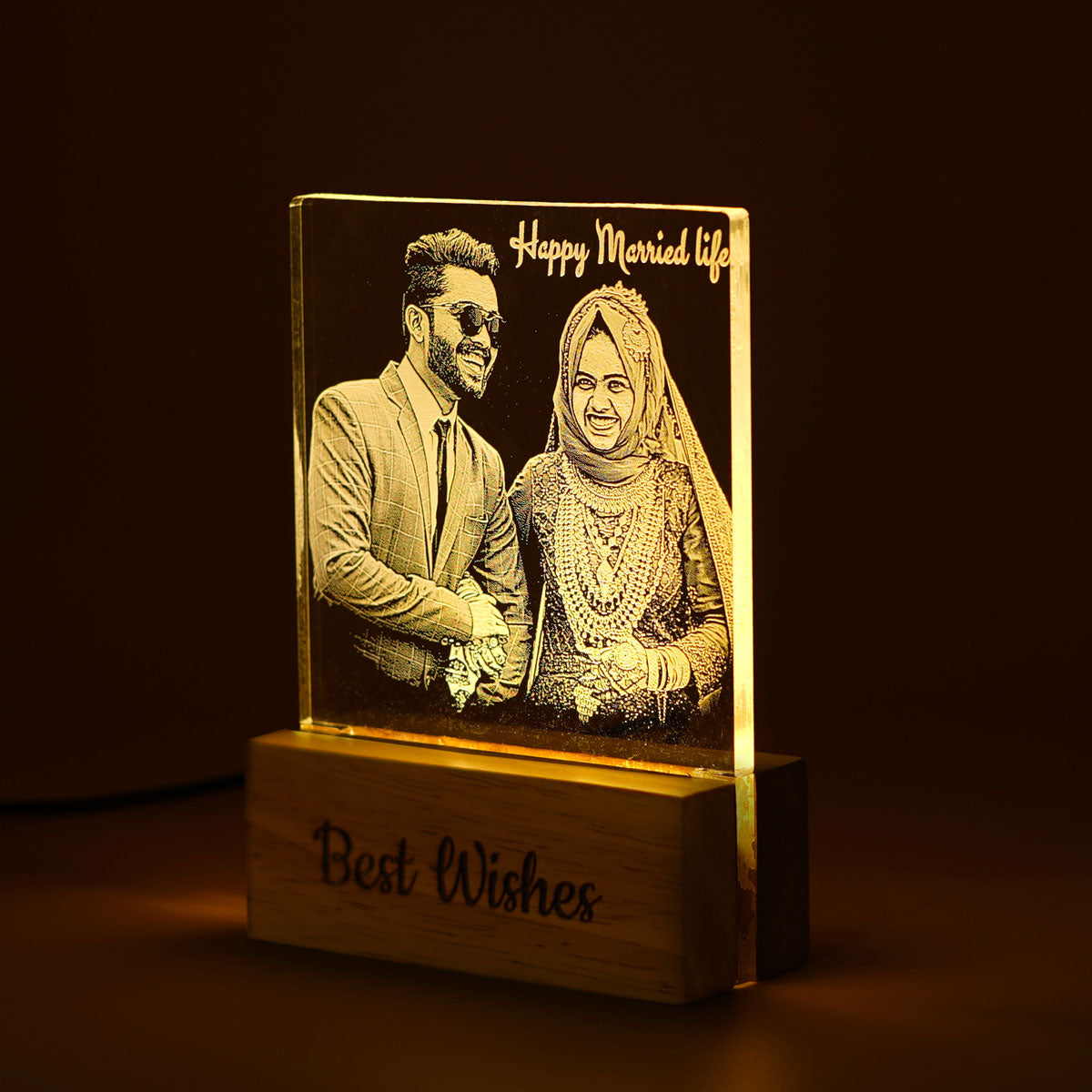 Couple Photo Engraved Night Lamp Gift