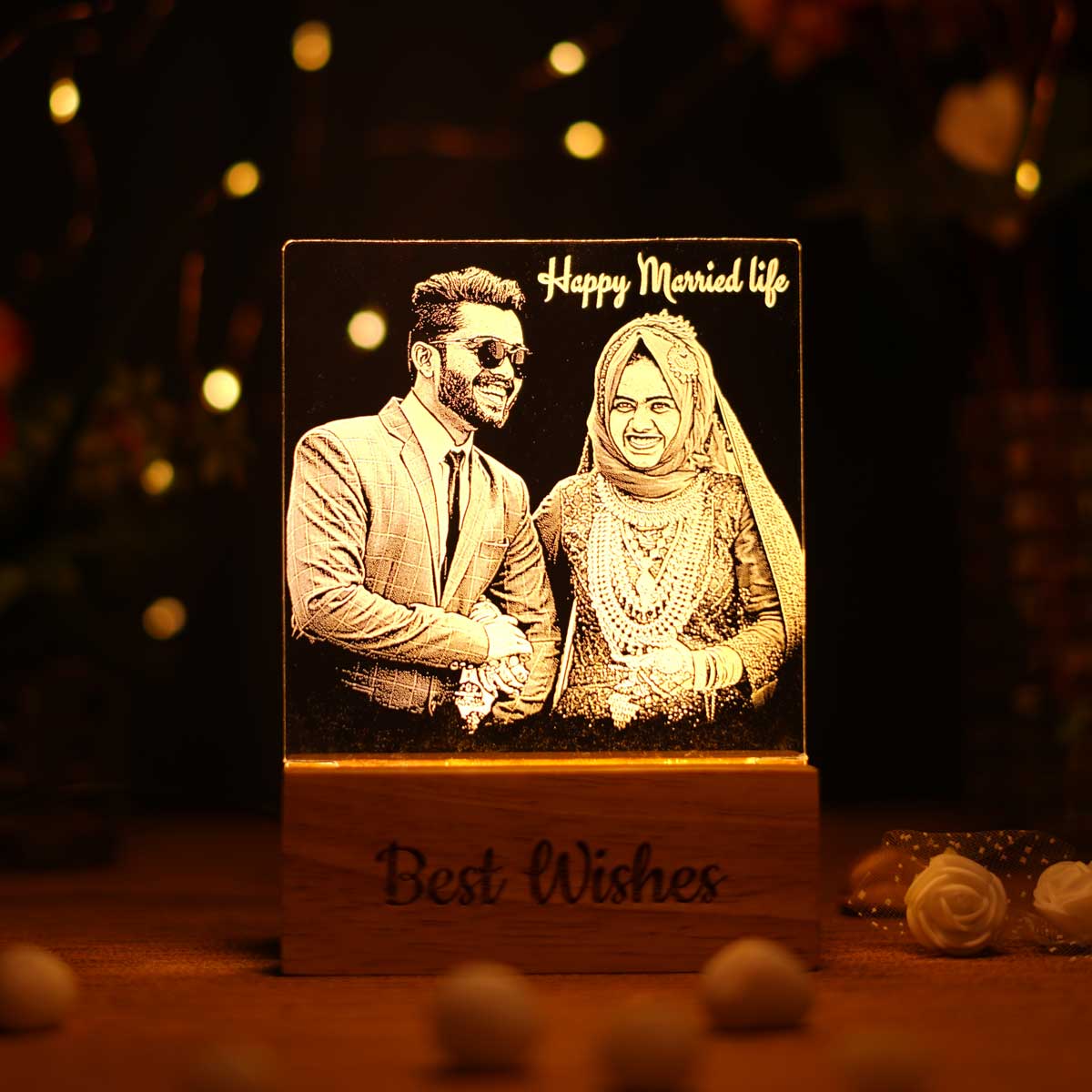 Couple Photo Engraved Night Lamp Gift