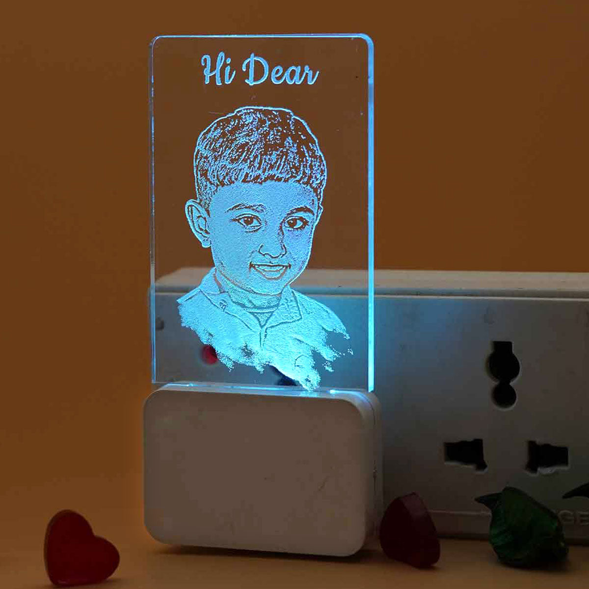 Customized Photo Engraved Bed Lamp Multi Colour Gift