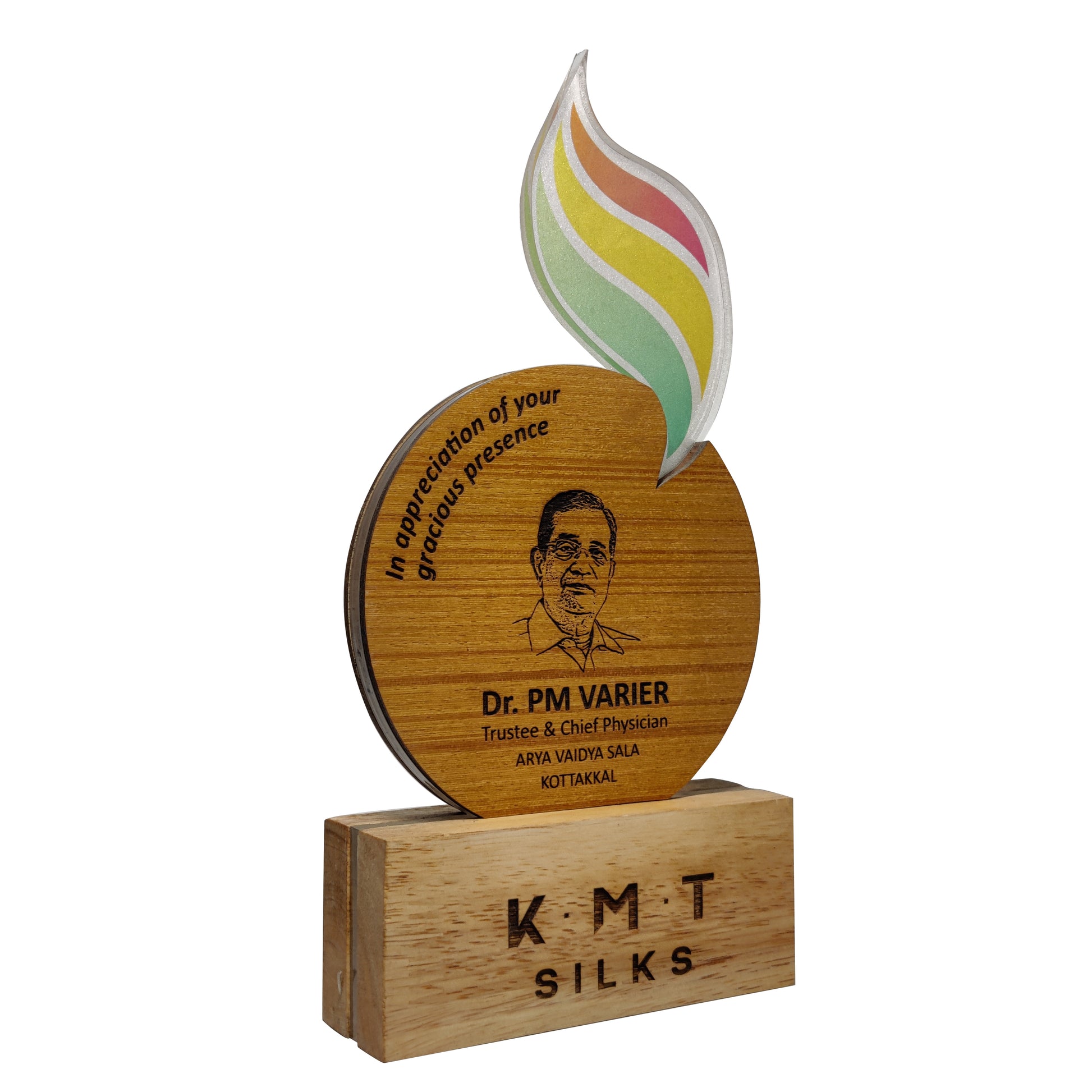 Personalized Photo Engraved Tri Color Wooden Memento