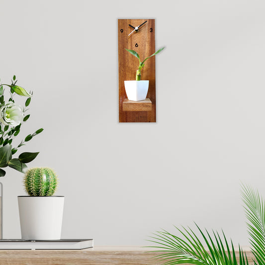 Wooden Hanging Planter with Clock Gift
