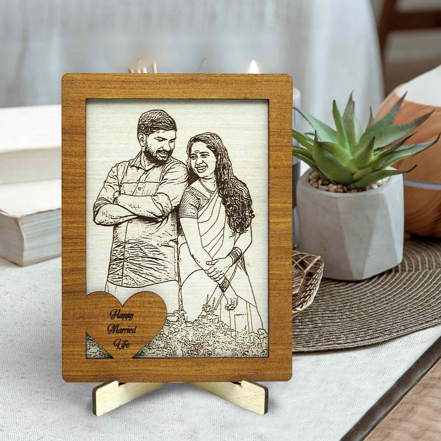 PersonlizedphotoCarvedwoodenStandeeFrame