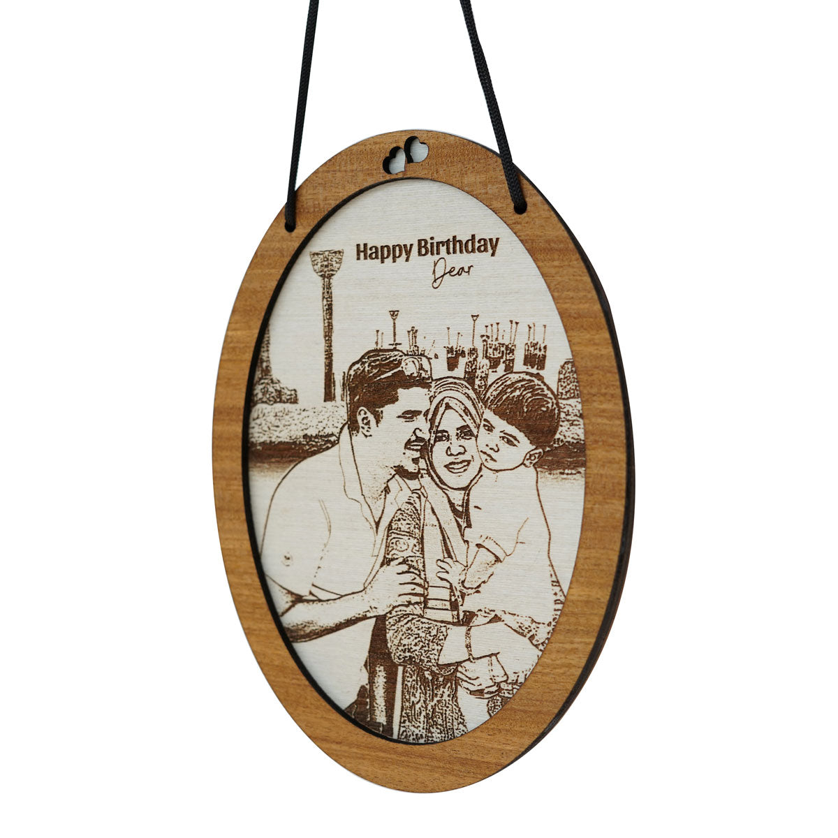 Photo Engraved Wooden Hanging Frame Gift