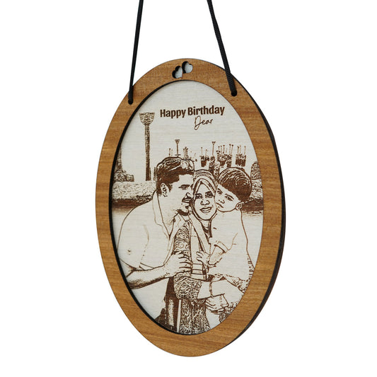 Photo Engraved Wooden Hanging Frame Gift