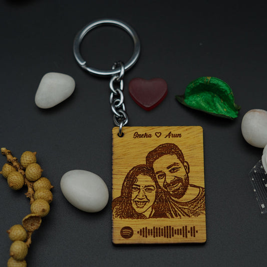 Spotify Wood Engraved Keychain