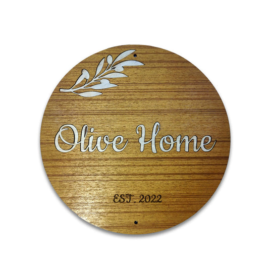 Wooden House Name Board Round Shape