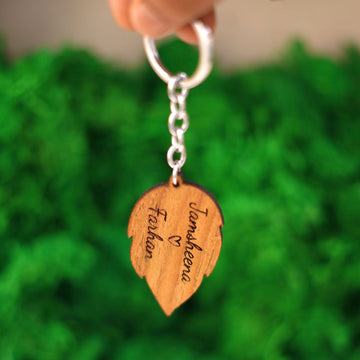 Personalized Wooden Keychain for Couple